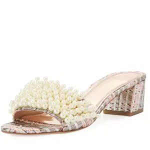 Tory Burch Tatiana Embellished Tweed Slide Sandal - Sz. 11